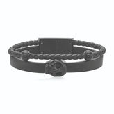 Tensity 21cm Stainless Steel Black Tone Skull Bead Bracelets