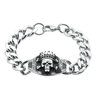 Tensity 22cm Stainless Steel Skull Crown Bracelets