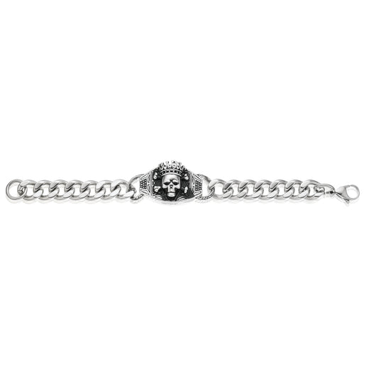 Tensity 22cm Stainless Steel Skull Crown BraceletN Zamels