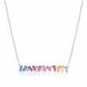 Sterling Silver 40-45mm with Baguete & Round Cut Cubic Zirconia Rainbow Necklace