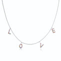 Sterling Silver  40-45mm with Round Brilliant Cut Cubic Zirconia Rainbow Love Necklace