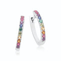 Sterling Silver with Round Brilliant Cut Cubic Zirconia Rainbow Hoop Earrings