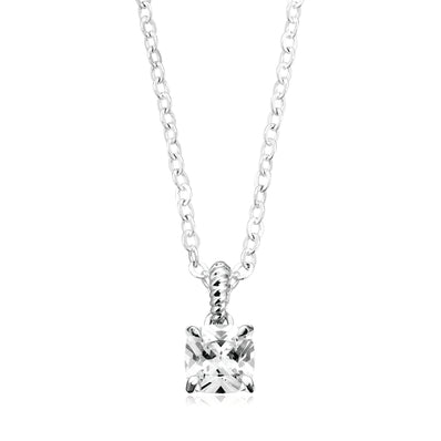 Sterling Silver with 6x6mm White Cubic Zirconia Pendant