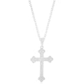Sterling Silver White Cubic Zirconia Cross Pendant with Round Brilliant Cut