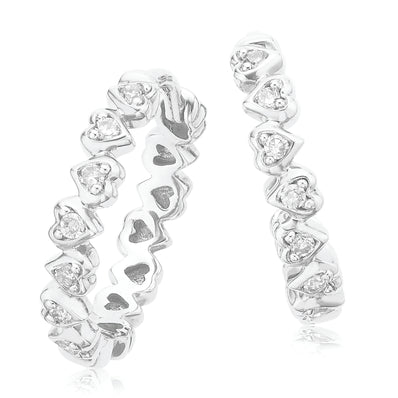 9ct White Gold Round Brilliant Cut Diamond Huggies