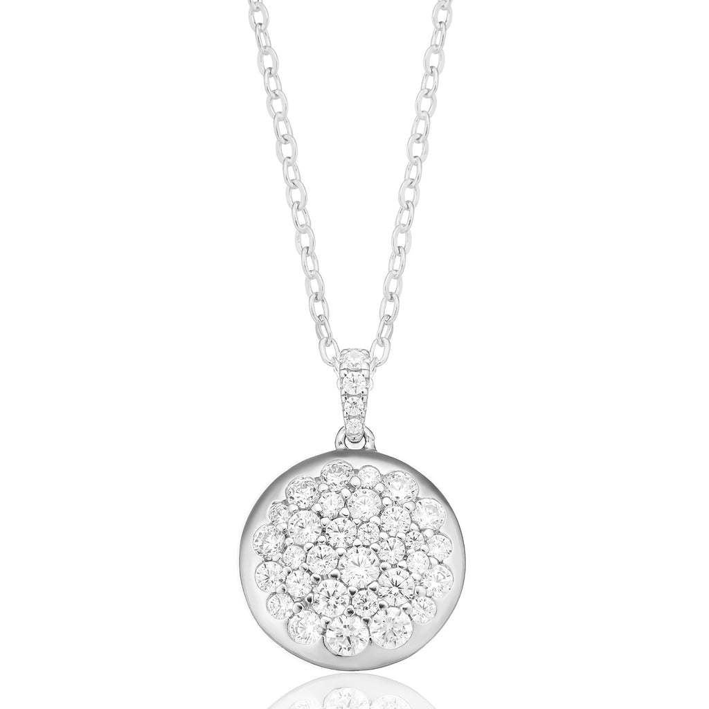 Sterling Silver  Cubic Zirconia Circle Pendant
