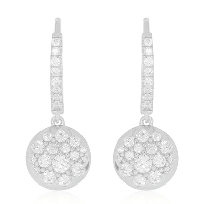 Sterling Silver  Cubic Zirconia Circle Drop Earrings