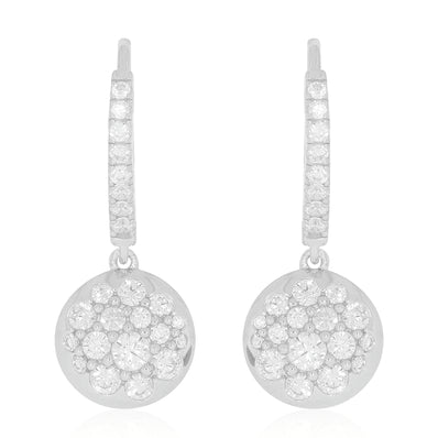 Sterling Silver  Cubic Zirconia Circle Drop Earrings