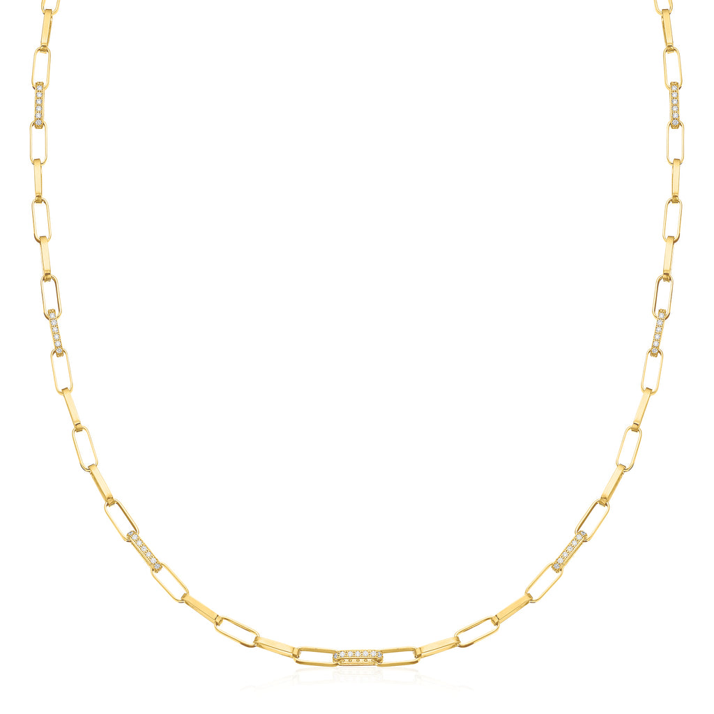 9ct Yellow Gold & Silver-filled 45cm Long Belcher Chain with Cubic Zirconia Necklaces