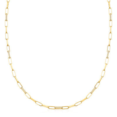 9ct Yellow Gold & Silver-filled 45cm Long Belcher Chain with Cubic Zirconia Necklaces