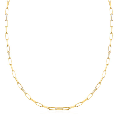 9ct Yellow Gold & Silver-filled 45cm Long Belcher Chain with Cubic Zirconia Necklaces