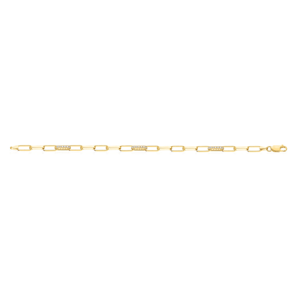 9ct Yellow Gold Silver Filled 19cm Long Belcher Chain with Cubic Zirco