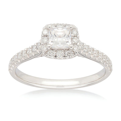 Celebration 18ct White Gold Princess & Round Brilliant Cut 3/4 CARAT tw of Lab Grown Diamond Ring