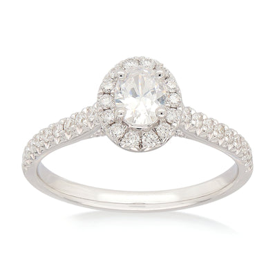 Celebration 18ct White Gold Oval & Round Brilliant Cut 3/4 CARAT tw of Lab Grown Diamond Ring