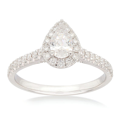 Celebration 18ct White Gold Pear & Round Brilliant  Cut 3/4 CARAT tw of Lab Grown Diamond Ring