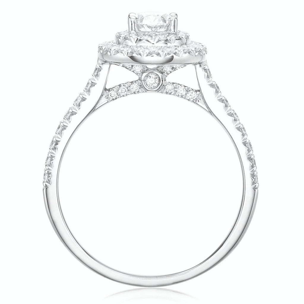 Celebration 18ct White Gold with Oval & Round Cut 1 CARAT tw of Lab Grown Diamonds Engagement Ring