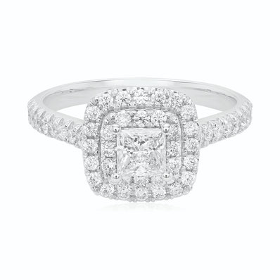 Celebration 18ct White Gold with Princess & Round Brilliant  Cut 1 CARAT tw of Lab Grown Diamonds Engagement Ring