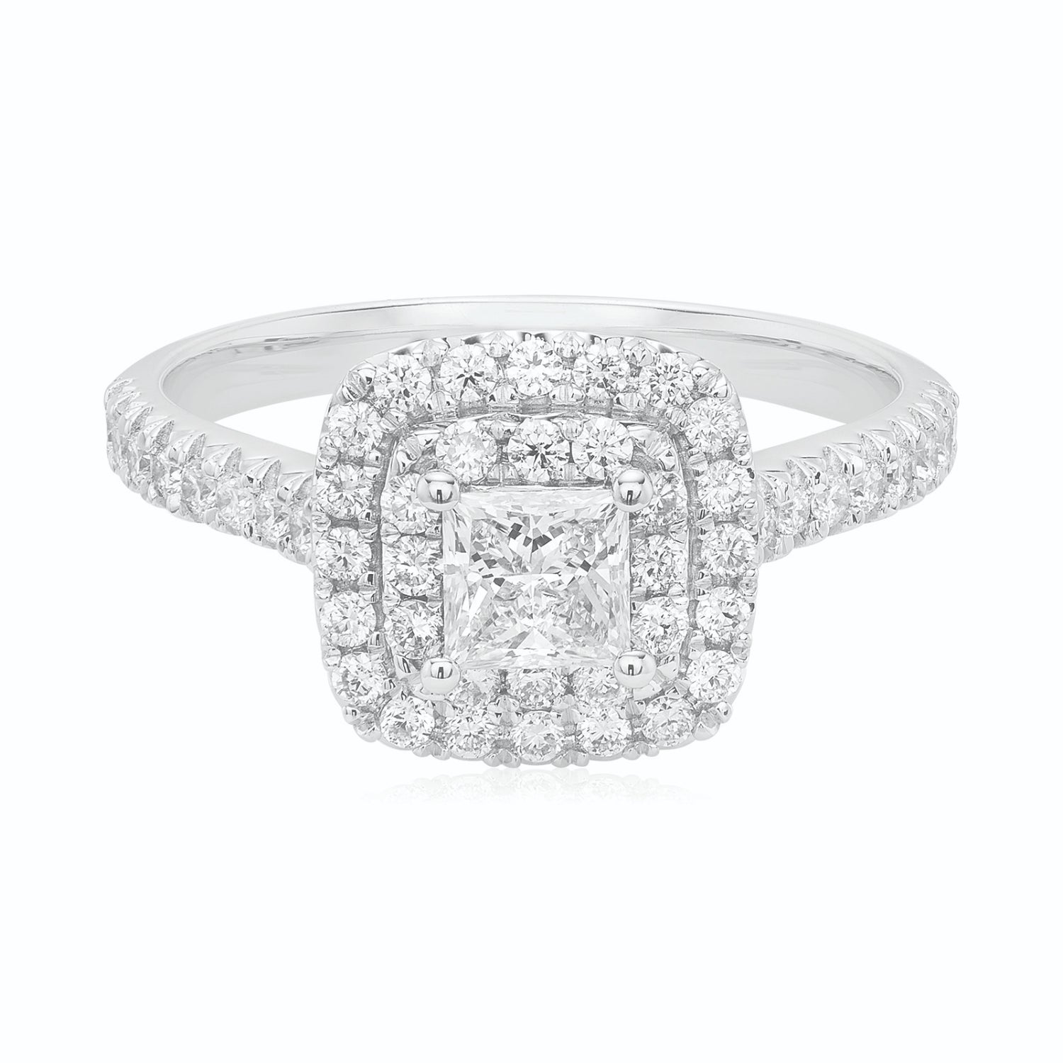 Celebration 18ct White Gold with Princess & Round Brilliant Cut 1 CARAT tw of Lab Grown Diamonds Engagement Ring