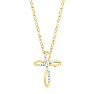 9ct Yellow Gold Diamond Set Pendant with Round Brilliant Cut