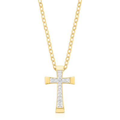 9ct Yellow Gold with Round Brilliant Cut Diamond Set Pendant