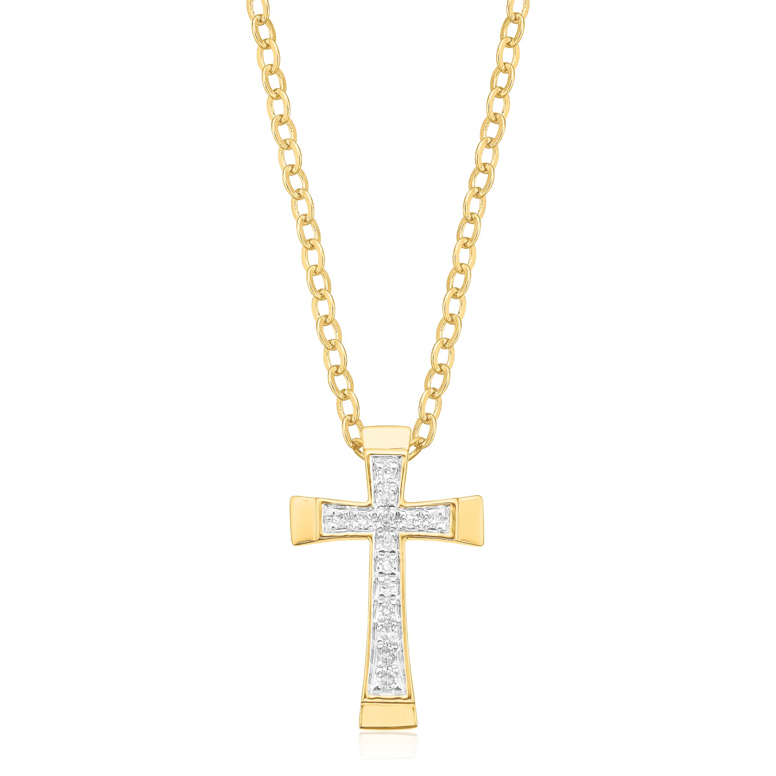 9ct Yellow Gold with Round Brilliant Cut Diamond Set Pendant
