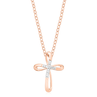 9ct Rose Gold Set Pendant with Round Brilliant Cut Diamond