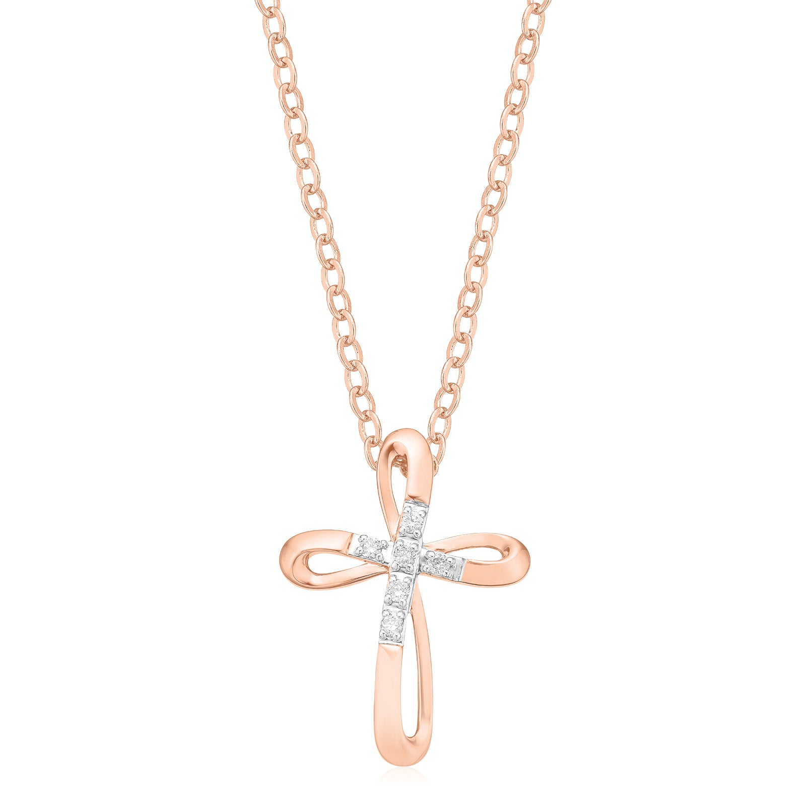9ct Rose Gold Set Pendant with Round Brilliant Cut Diamond