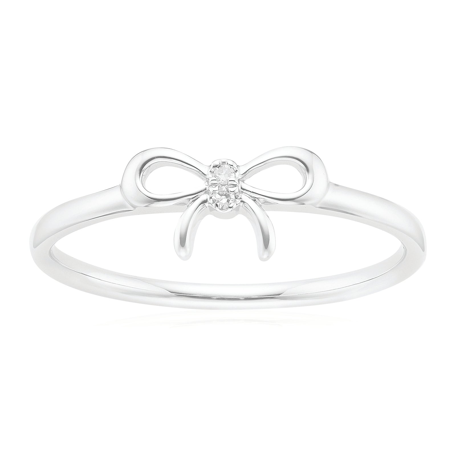 Sterling Silver with Round Brilliant Cut of Diamond Set Rings