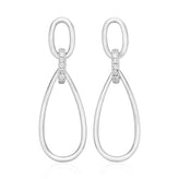 Sterling Silver with Round Cut White Cubic Zirconia Drop Earrings