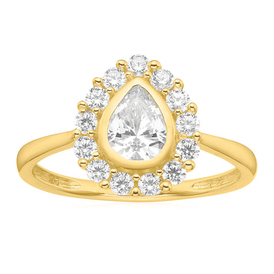 HUSH 9ct Yellow Gold with Pear & Round Brilliant  Cut 1 1/4 CARAT tw of Diamond Simulant Rings