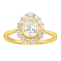 HUSH 9ct Yellow Gold with Pear & Round Brilliant  Cut 1 1/4 CARAT tw of Diamond Simulant Rings