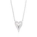 Sterling Silver 45cm with Round White Cubic Zirconia Heart Necklace