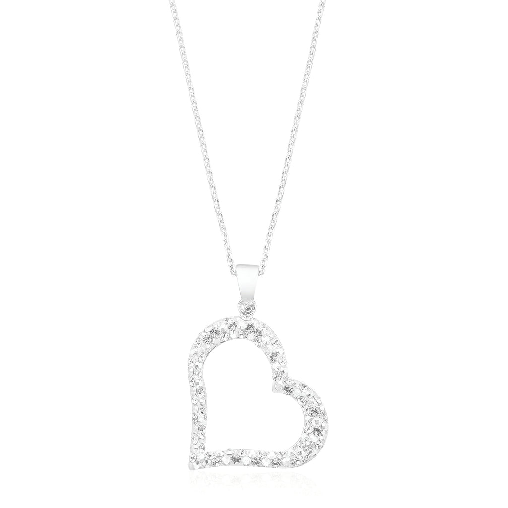 Eclipse 45 cm Sterling Silver with Austrian Crystal Heart Necklaces