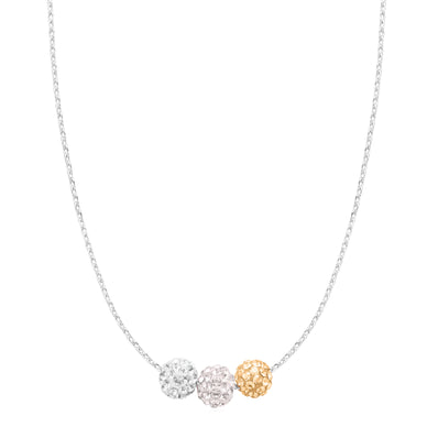 Eclipse  Sterling Silver with Pink and White and Yellow Austrian Crystals Ball Pendant Necklaces