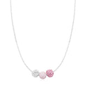 Eclipse  Sterling Silver with Pink and White Austrian Crystals Ball Pendant Necklaces