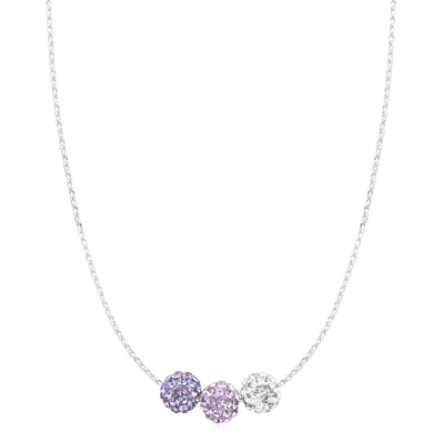 Eclipse  Sterling Silver with Purple and White Austrian Crystals Ball Pendant Necklaces