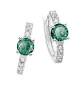Sterling Silver with Round Green and White Cubic Zirconia May Birthstone  Hoop Earrings
