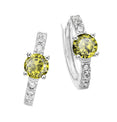 Sterling Silver with Round Yellow and White Cubic Zirconia November Birthstone Hoop Earrings