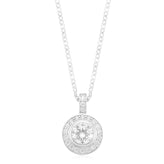 Sterling Silver with Round White Cubic Zirconia Pendant Necklaces