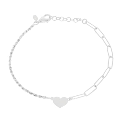 Sterling Silver 10-21cm Long Curb Rope Heart Bracelets