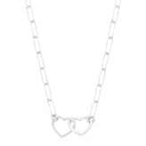 Sterling Silver 40-43mm Double Heart Necklace