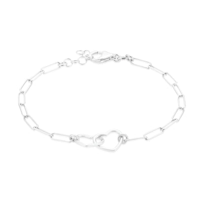 Sterling Silver 17-19cm Double Heart Bracelet