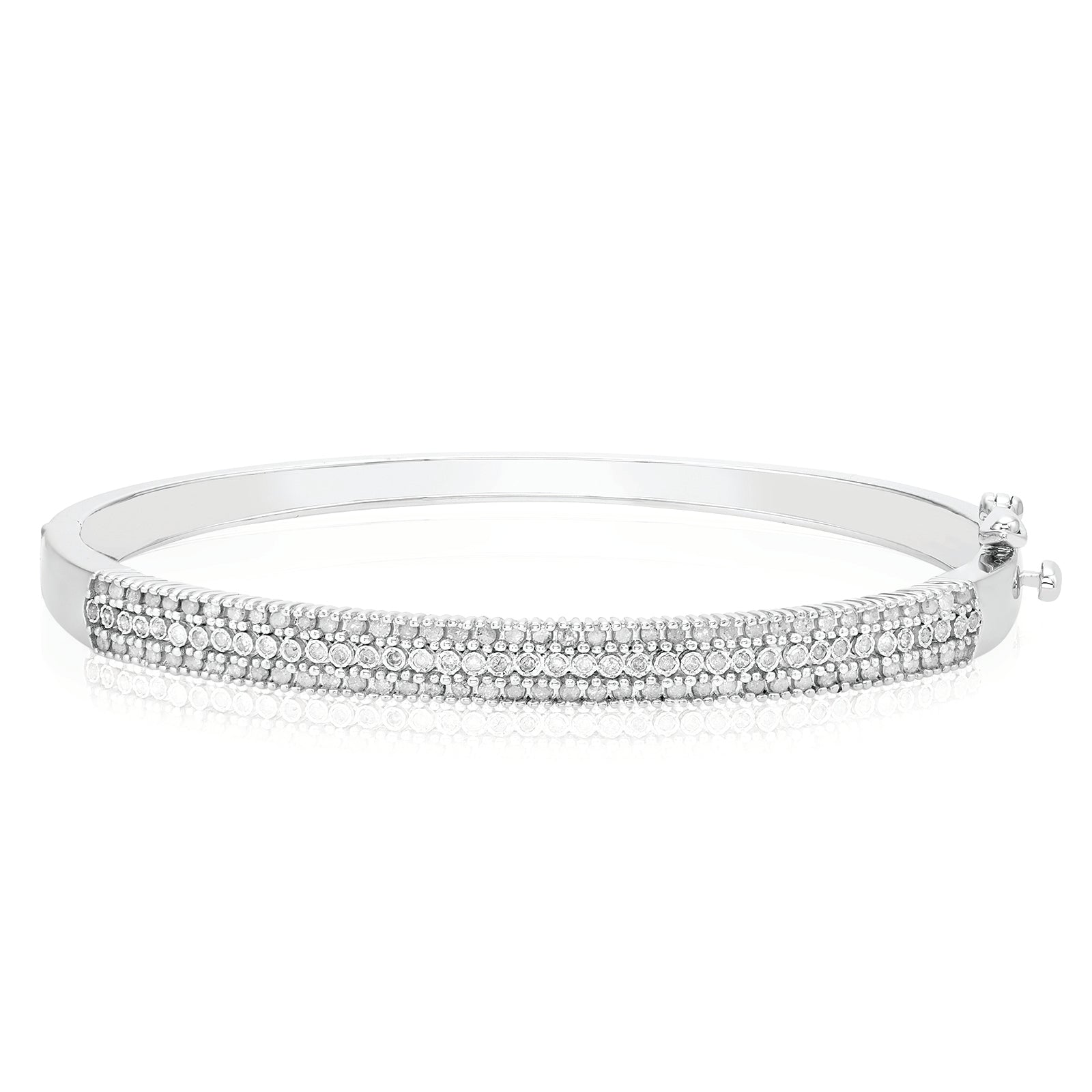Sterling Silver with 1 carat tw of Diamond Bangle