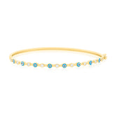 9ct Yellow Gold 60mm with White Cubic Zirconia Enamel Bangle