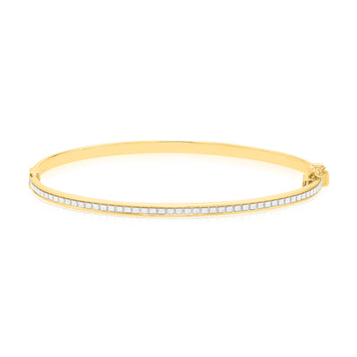 9ct Yellow Gold 60mm with Glitter Bangle