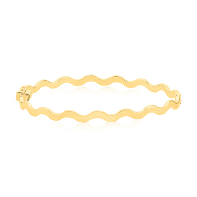 9ct Yellow Gold 60mm Wave Bangles