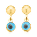 9ct Yellow Gold Evil Eye Glass Drop Earrings