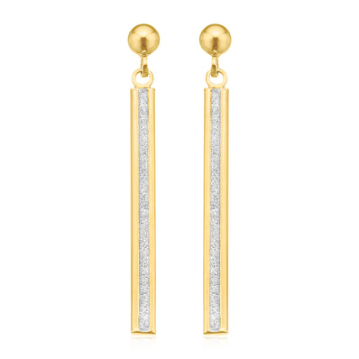 9ct Yellow Gold Glitter Fancy Drop Earrings