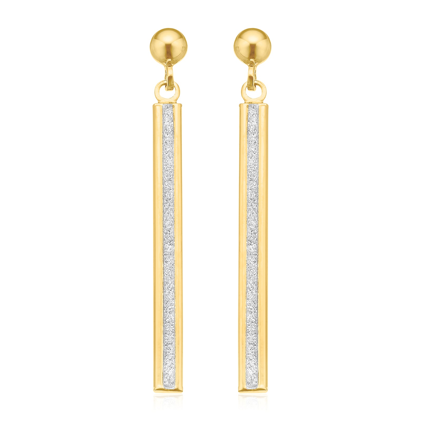 9ct Yellow Gold Glitter Fancy Drop Earrings