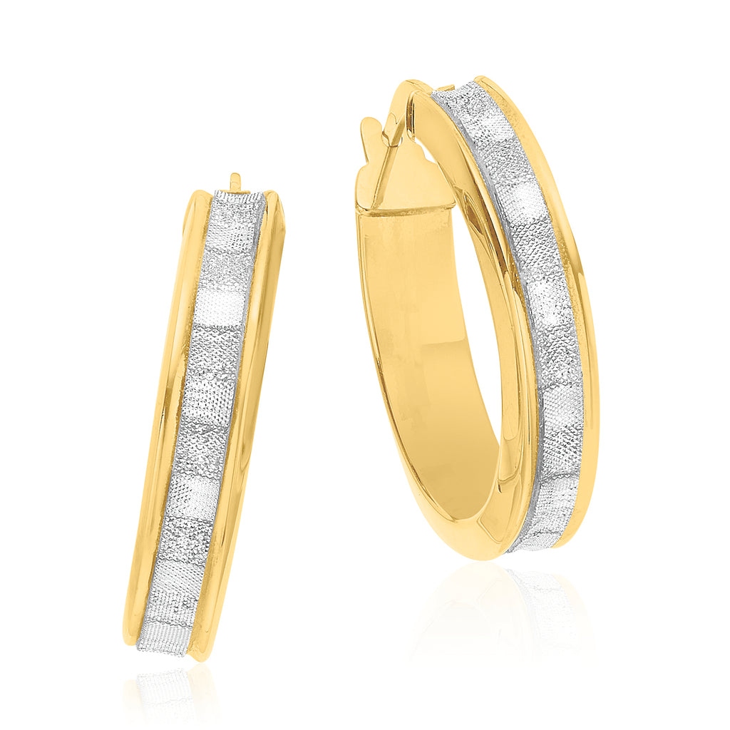 9ct Yellow Gold with Glitter Hoop Earrings
